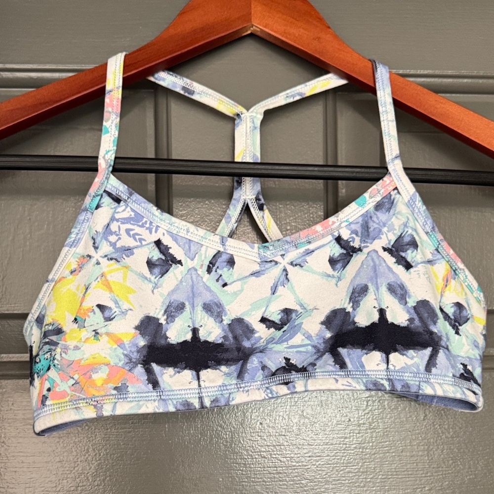Ivivva Blue and Yellow Patterned Sports Bra